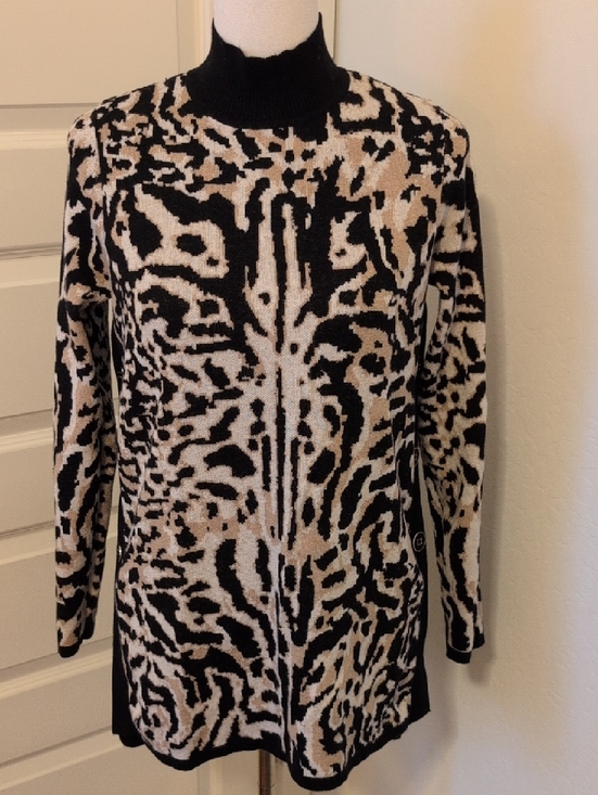 Chico's Sweaters - CHICO'S Turtleneck Sweater Tunic Leopard Animal Print Cashmere Blend